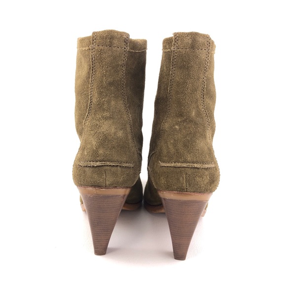 KORS Michael Kors Taupe Olive Suede Leather Ankle Boots 8.5M - Picture 6 of 12